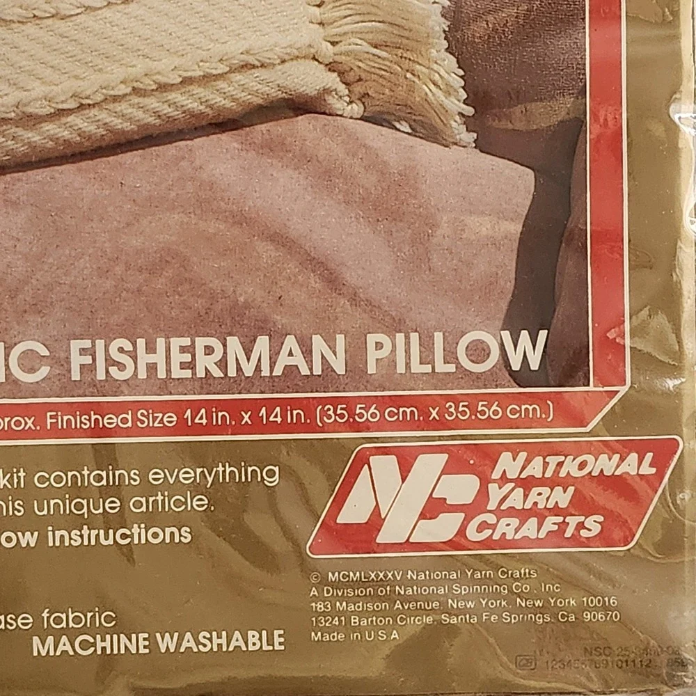 National Yarn Crafts Lasetta Plus Pillow Kit Cream Classic Beginner  DIY Vintage